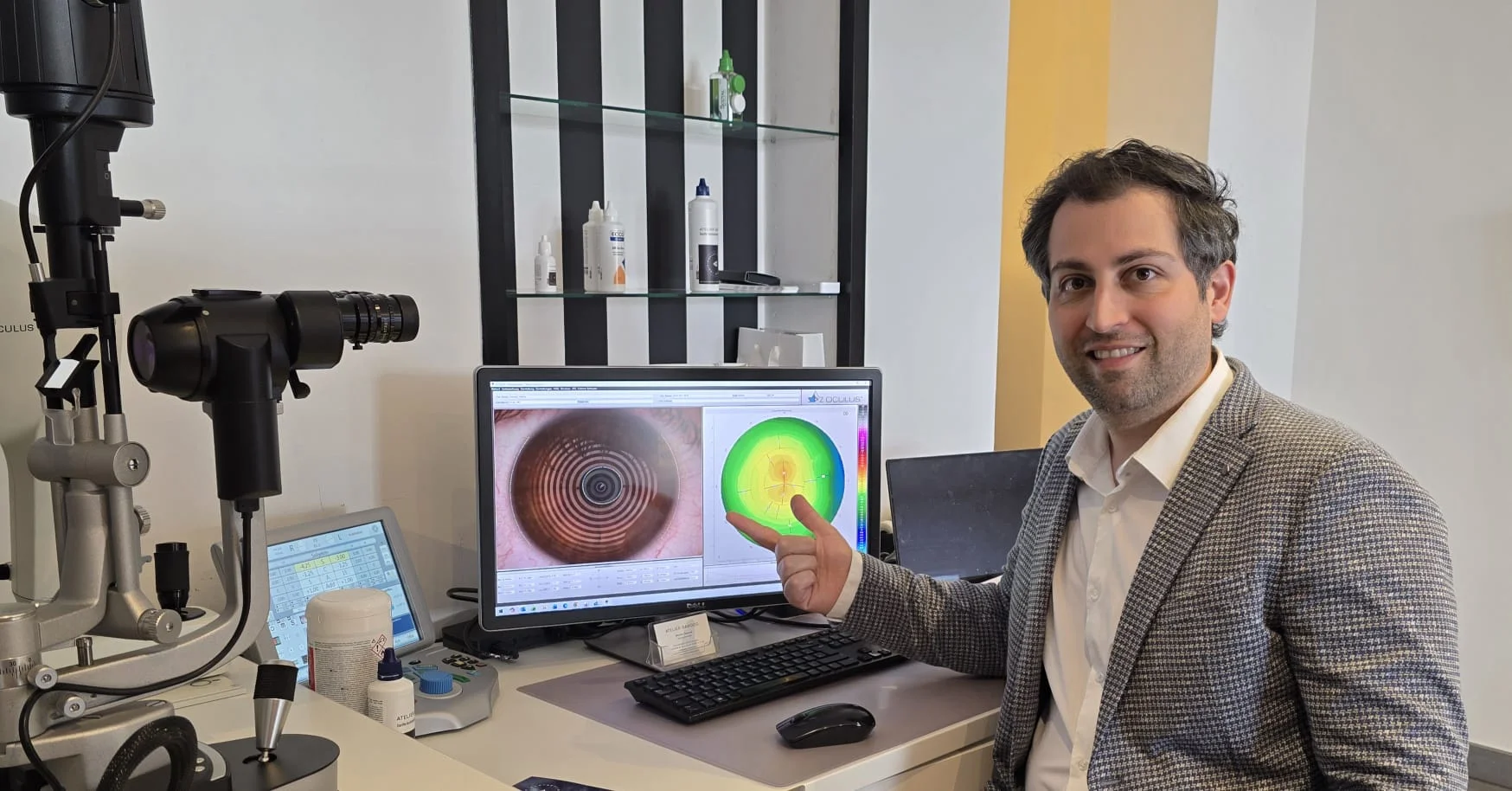 Marten Dawood mit Hornhauttopographie am Oculus Keratograph — Originalaufnahme